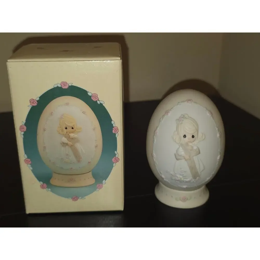 Enesco Precious Moments Easter 1991 “Old Rugged Cross” Egg Bisque 523534